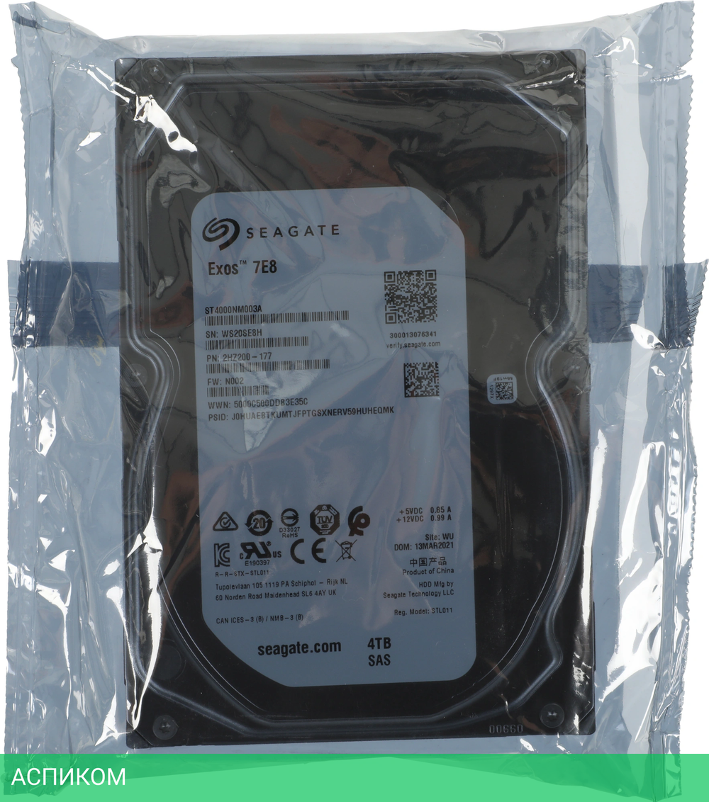 Жесткий диск Seagate 4TB Exos 7E8 (ST4000NM003A)