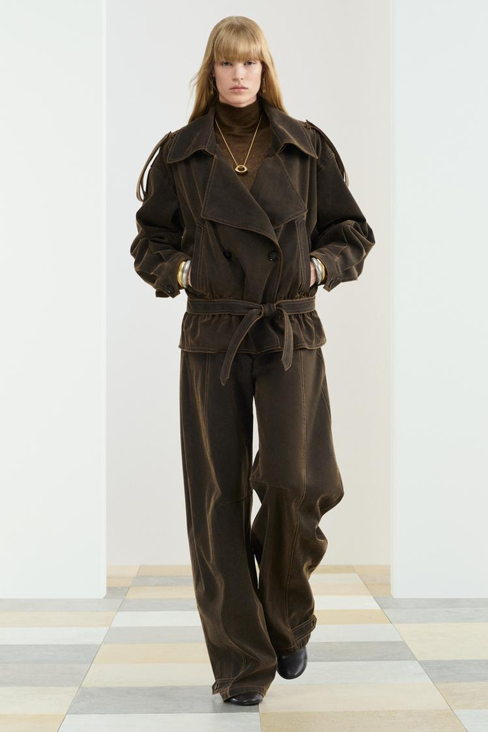 ZARA БРЮКИ СО СРЕДНЕЙ ПОСАДКОЙ, КОРИЧНЕВЫЙ