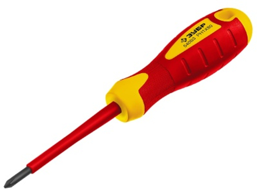 Отвертка PH 1*80мм ЗУБР Профессионал ПРОФИ ЭЛЕКТРИК диэлектрическая до 1000В трехкомпонент рукоятка