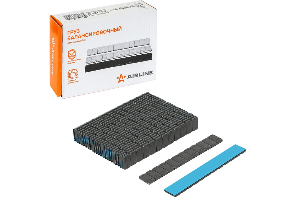 Груз балансировочный самоклеящийся стальной 12*5гр, 50 шт., темно-серый (графит) ATRK205 AIRLINE