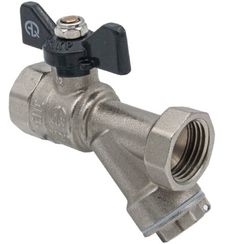 Кран шаровой ВВ 3/4 Vs бабочка AQUALINK с косым фильтром (50/5)