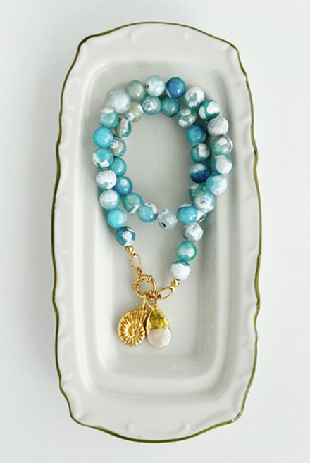 Колье Flame Sky из бусин камня