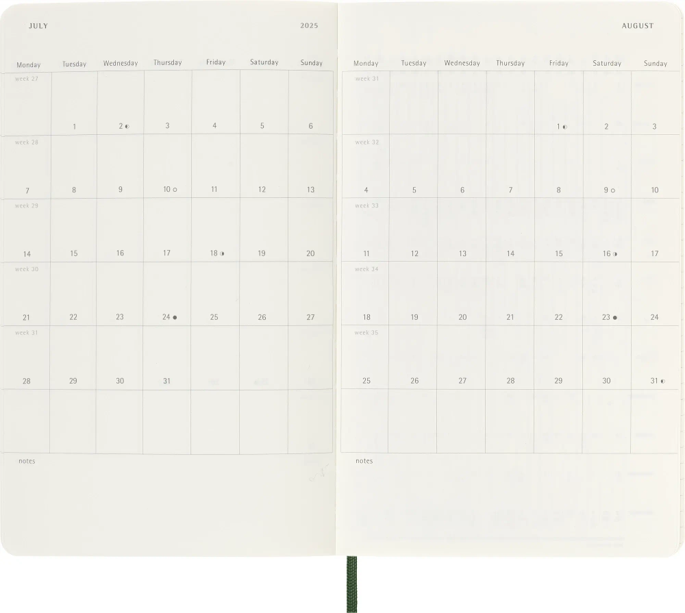 Еженедельник на 2025 год Moleskine Classic Soft (DSK1512WN3) 13х21см мягкая обложка зеленый
