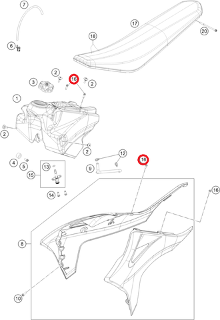 Винт KTM, HQV, GASGAS K50X20 SW6