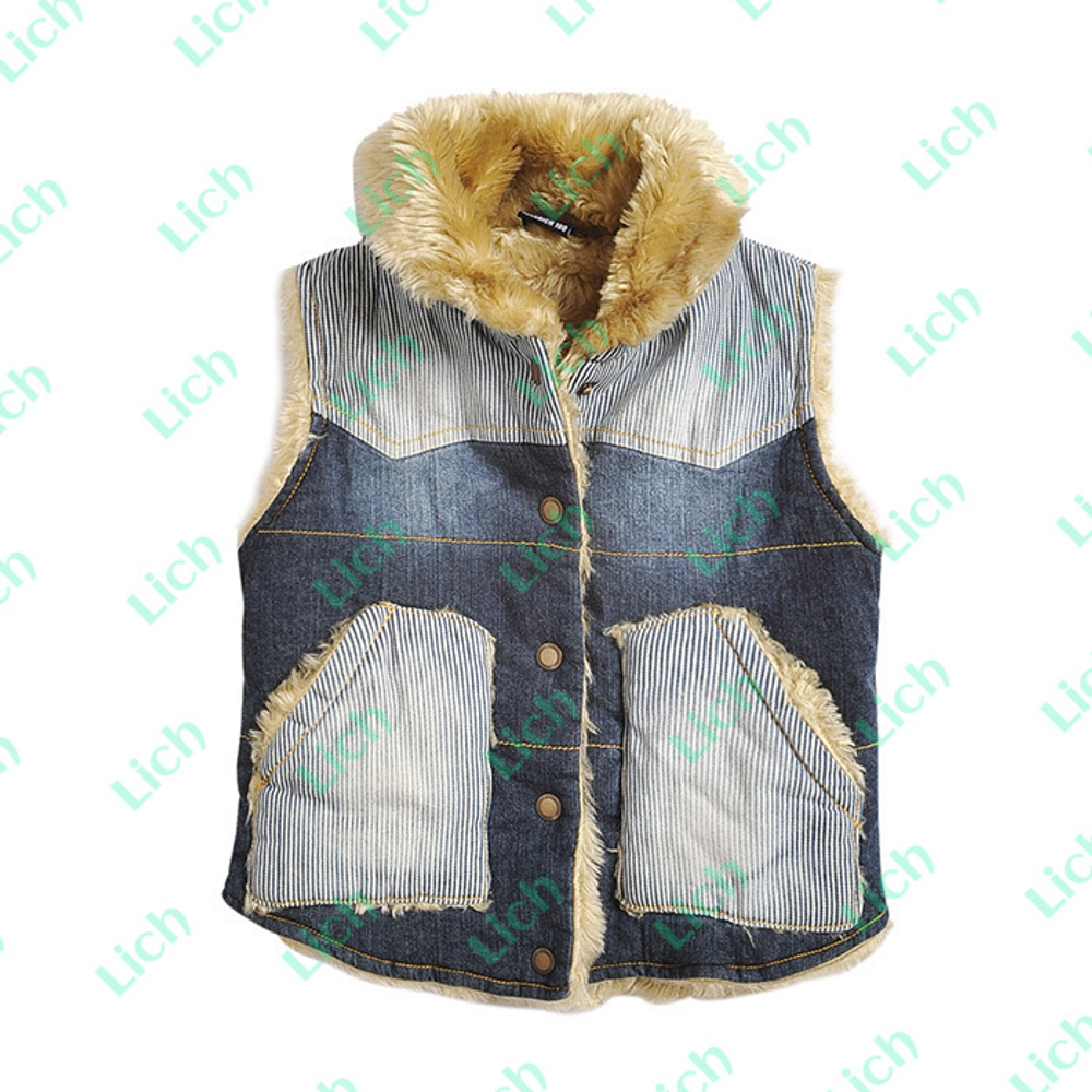 Жилет джинсовый утепленный на кнопках