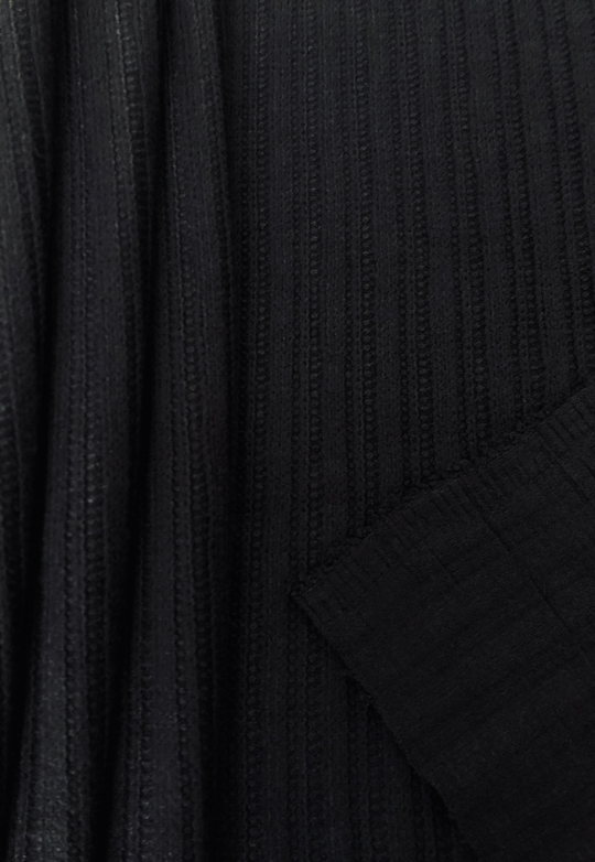 Трикотаж рубчик, черный, вискоза ORCHID