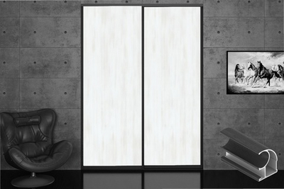 Дверь-купе 2650*600(700,800,900) мм, черный велюр, Выбеленное Дерево LAMARTY