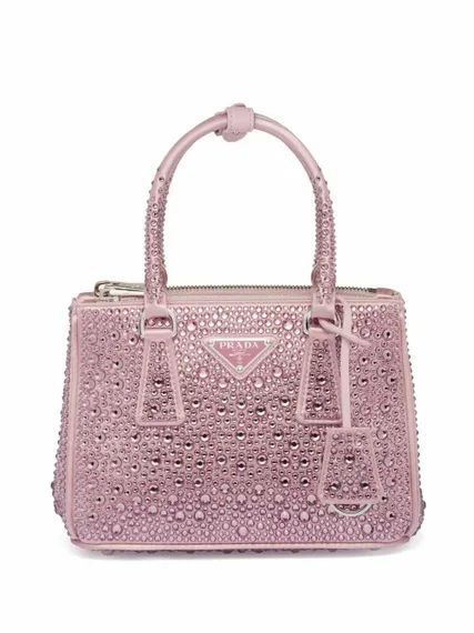Мини-сумка-тоут Prada Galleria с кристаллами розовый