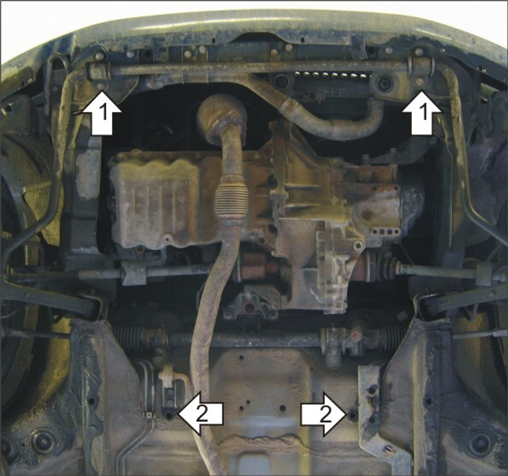 Защита картера Двигателя, КПП. 2 мм, Сталь. для Opel Agila 2000-2007 MOTODOR.01522