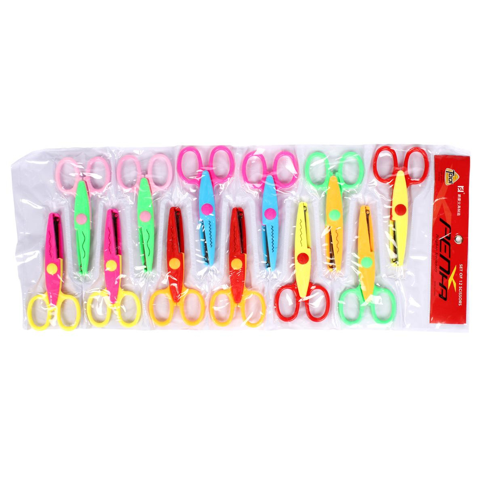 Ножницы детские Зиг Заг на подвесе, 5 дизайнов , С-40438