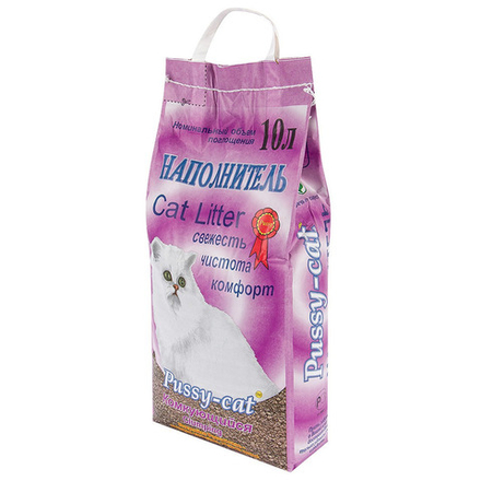 Наполнитель, 10л комкующийся сиреневый Pussy Cat