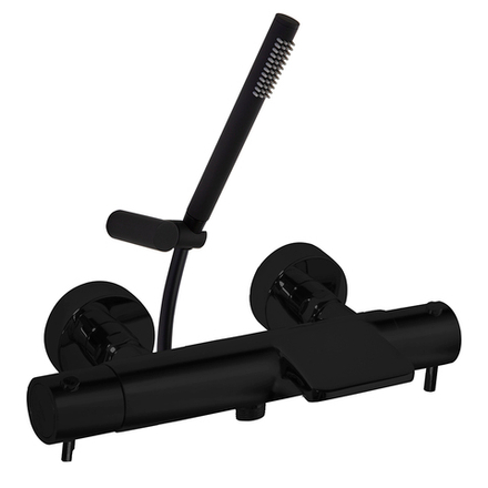 Смеситель термостатический для ванны (каскад) с душевым комплектом ODISEA 393901DNM черный