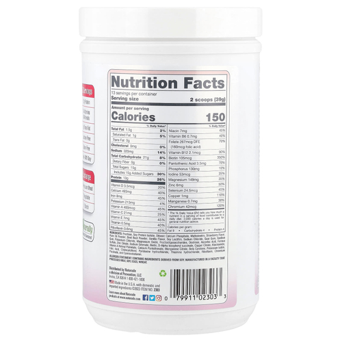 Naturade, Total Soy®, заменитель еды, клубничный крем, 507 г (1 фунт)