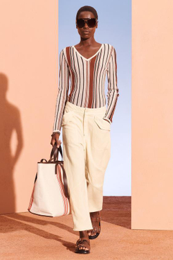 ZARA БРЮКИ СО СРЕДНЕЙ ТАЛИЕЙ ИЗ ТРИКОТАЖА, ЖЕЛТОВАТО-БЕЛЫЙ