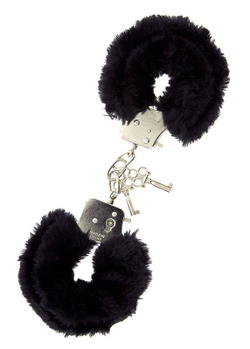 Металлические наручники с чёрной меховой опушкой Metal Handcuffs With Plush