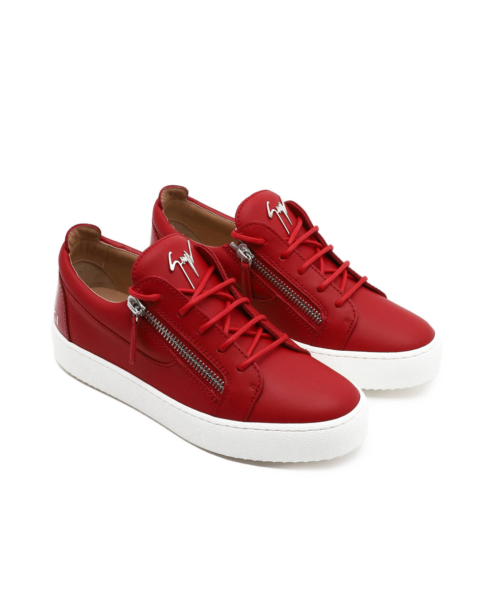 Кожаные кроссовки logoball/slogan lav Giuseppe Zanotti - красный(RM30036)