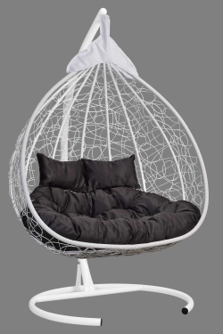Подвесное двухместное кресло-кокон fisht белый + каркас -10%
