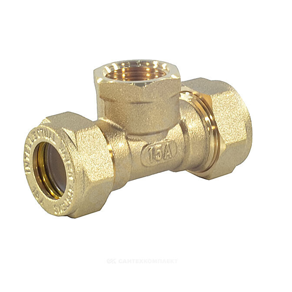 Тройник латунь 25Aх1"х25 обжим/ВР STAHLMANN STFL25000125BEF