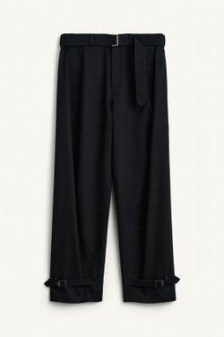 ZARA БРЮКИ BALLOON FIT ИЗ ХЛОПКОВОЙ ТКАНИ, ЧЕРНЫЙ