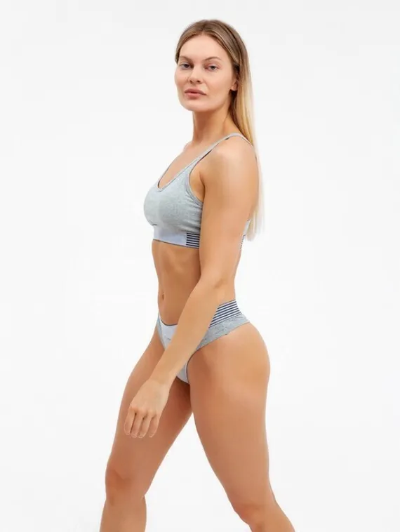 Комплект женский (топ с тонкими лямками, трусы), цвет серый МИКС, размер 44-46