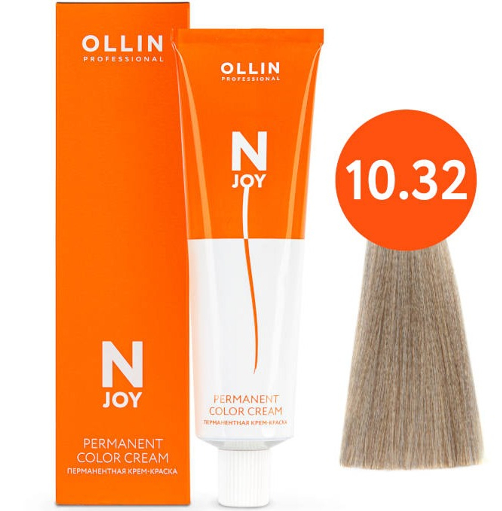 OLLIN PROFESSIONAL N-JOY - перманентная крем-краска для волос, 10/32 светлый блондин, золотисто-фиолетовый, 100 мл