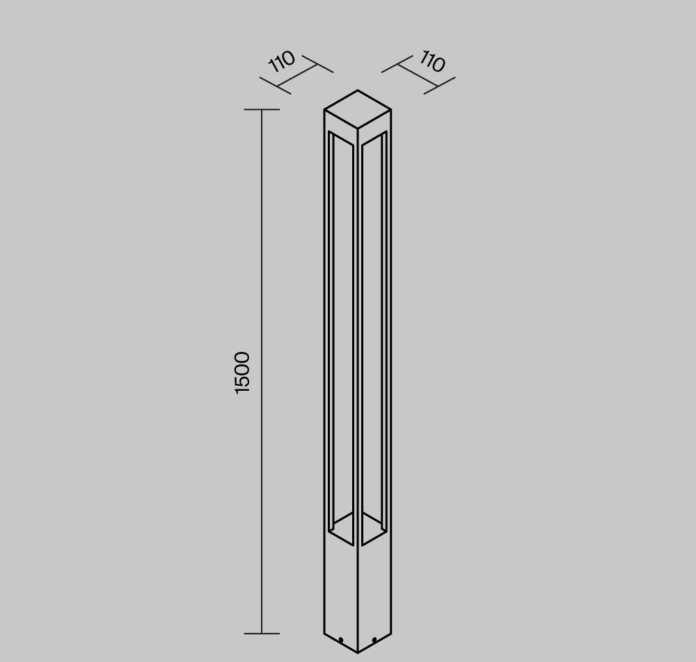 Светильник столбик ландшафтный 20вт 110x110x1500мм