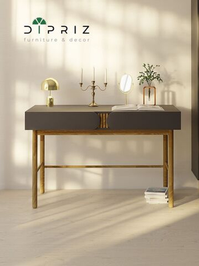 Стол письменный с 2 ящиками Ола, на ножках из массива сосны, графит