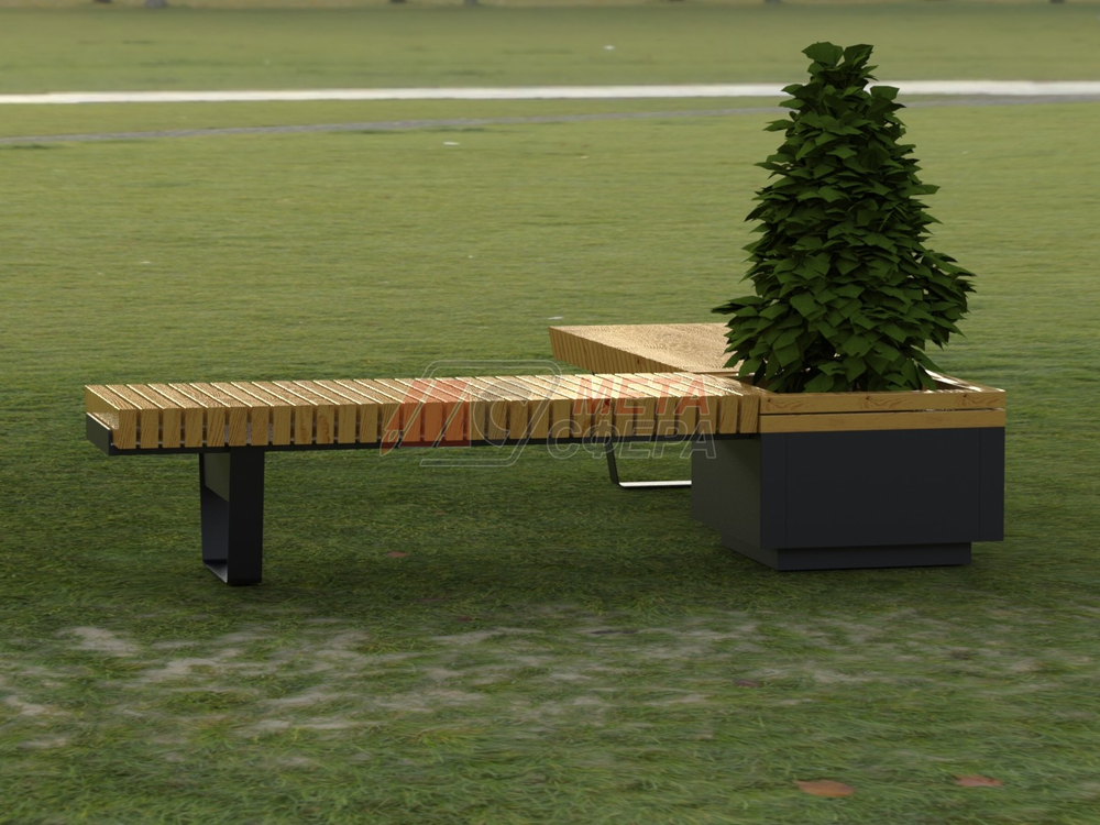 Лавка Rail Road 02 угловая с вазоном