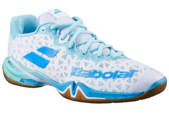 Женские кроссовки для бадминтона/сквоша Babolat Shadow 4 - white/lagoon