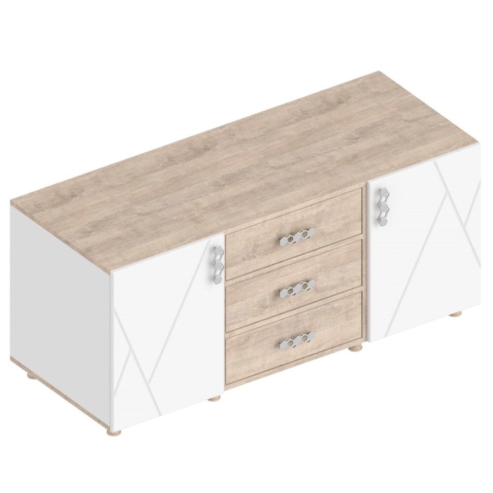 Тумба ТВ 1300 МС "Сандра"(Белый лофт/Дуб баррик)