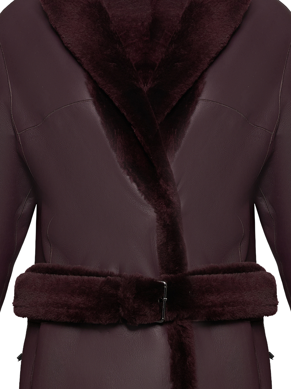 Двусторонняя дубленка из овчины в цвете бордо
