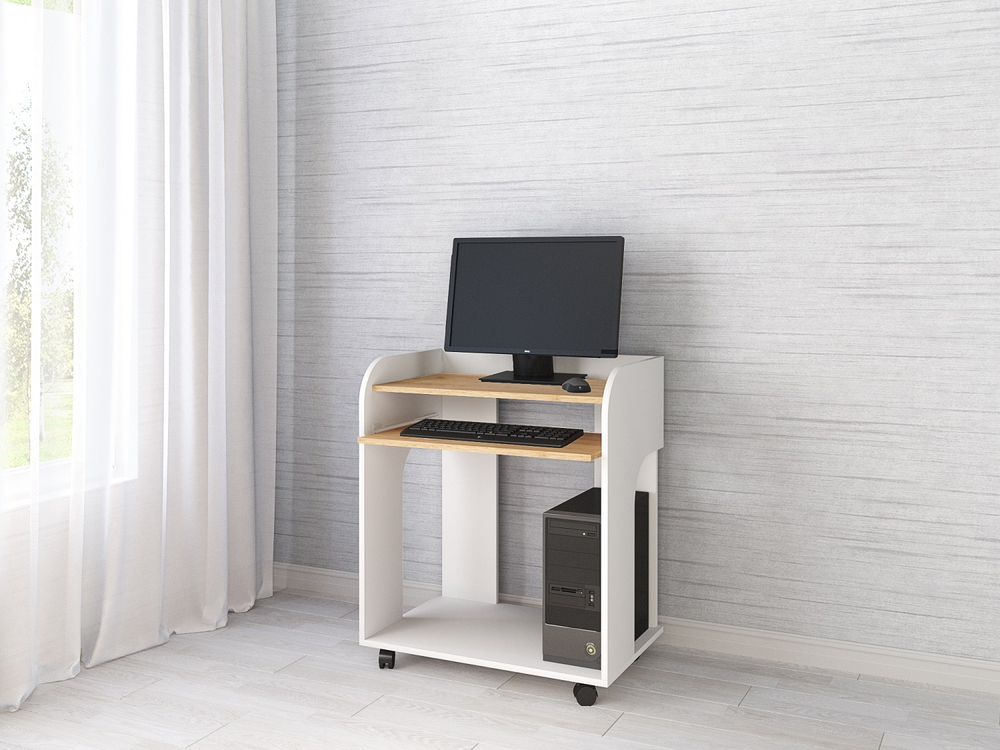 Стол компьютерный Грета-10, белый/дуб крафт