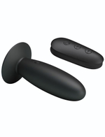 Черная анальная вибропробка Mr.Play с пультом - 11 см. (Цвет: черный)