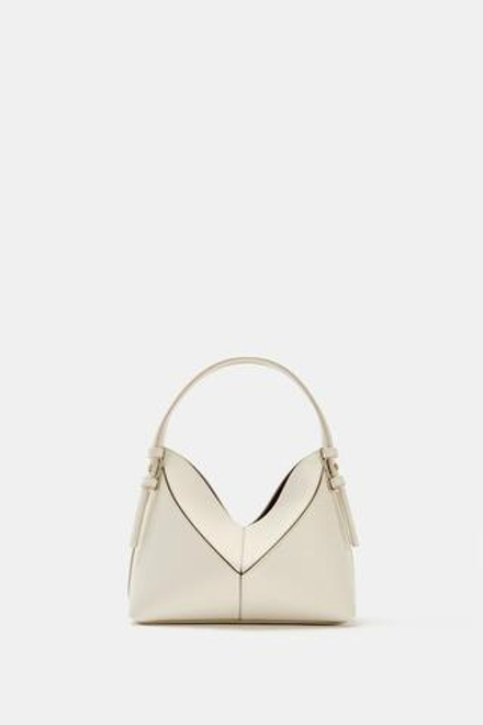 ZARA МИНИ-СУМКА-МЕШОК С ДЕКОРАТИВНОЙ СТРОЧКОЙ, ЭКРЮ