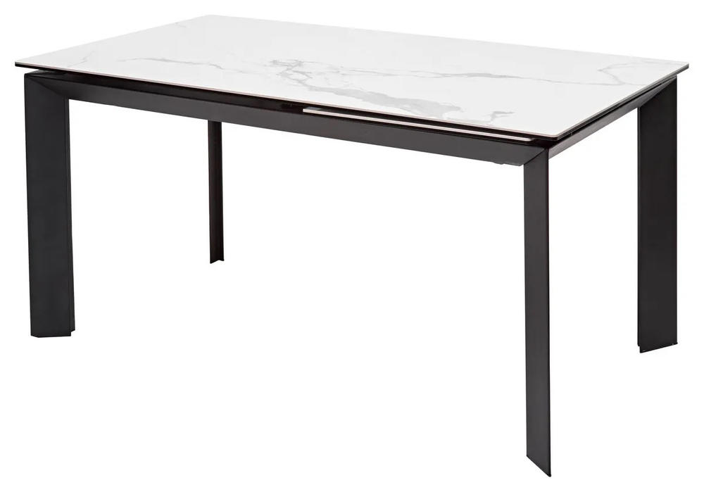 Стол М-City DISAUR Кремона (Cremona) 140 Белый мрамор Глянц (High Gloss Statuario), керамика, Черный
