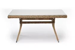 "Латте" плетеный стол из искусственного ротанга 140х80см, цвет соломенный, высота 65 см