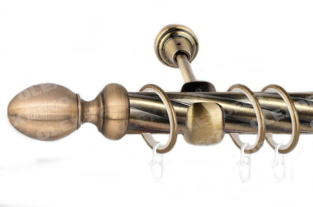 Карниз кованый витой для штор Адель d25 однорядный, цвет антик