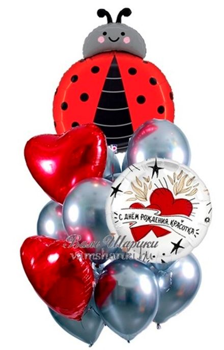 Букет шаров "Божья коровка Красотке на День Рождения"
