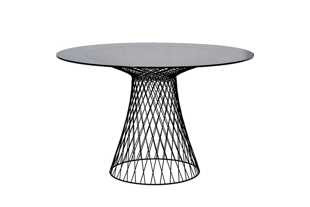 Стол обеденный Garda Decor темное стекло-черный металл 46AS-DT5019-BL