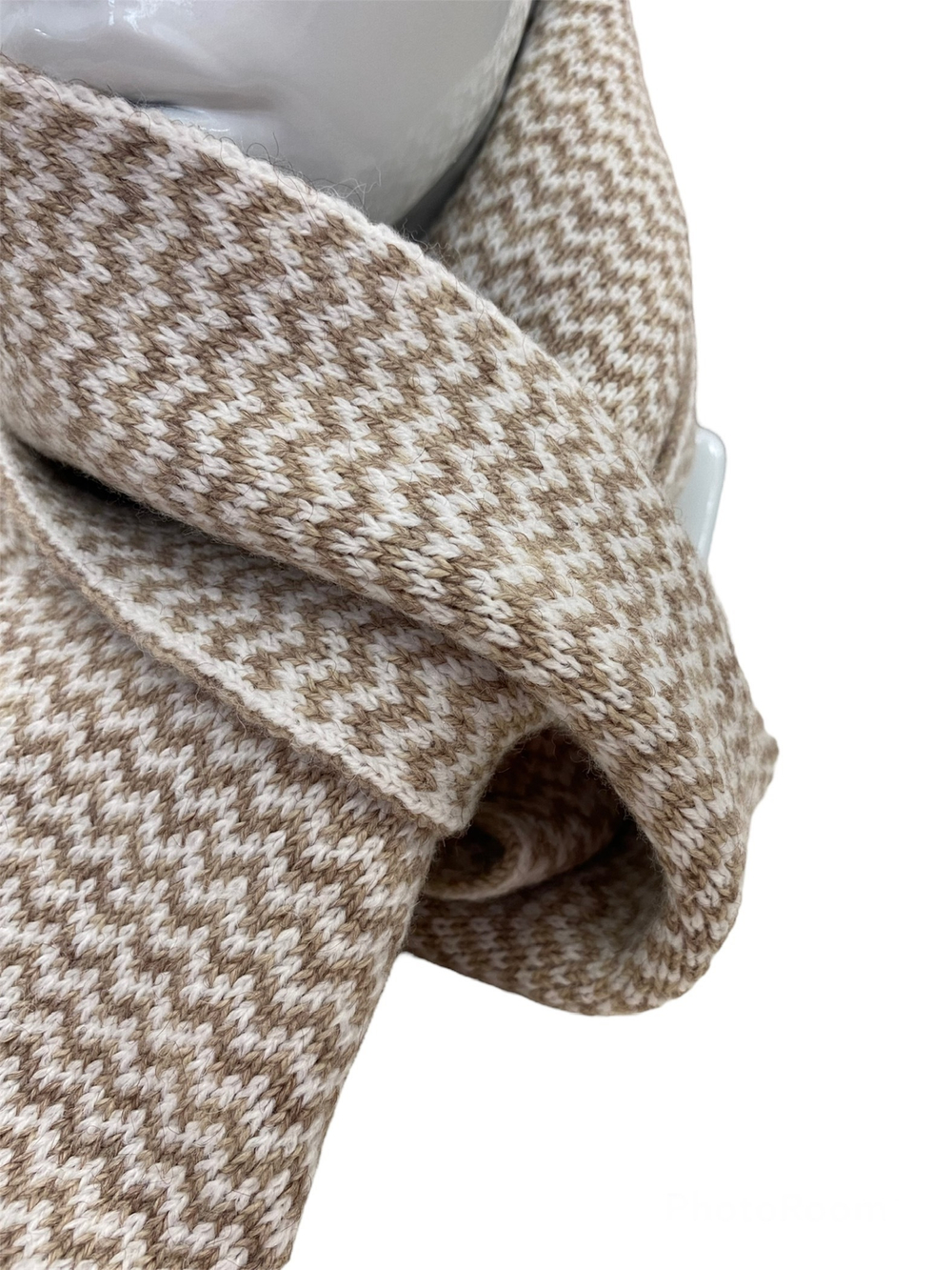 Шарф мини зигзаг бежевый