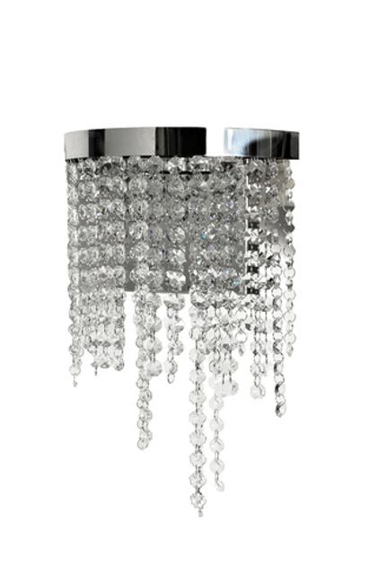 Бра настенное 25см Garda Decor Cascada xром со стеклянными кристалами