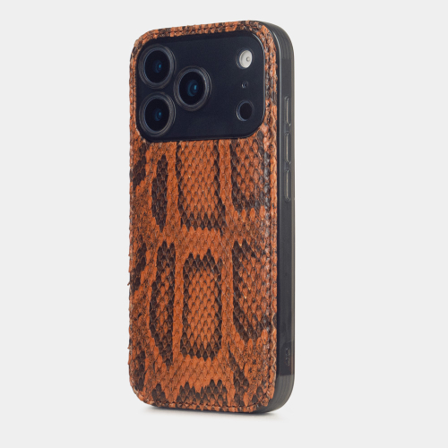 Чехол-накладка для iPhone 17 Pro Max - кожа питона, коньяк