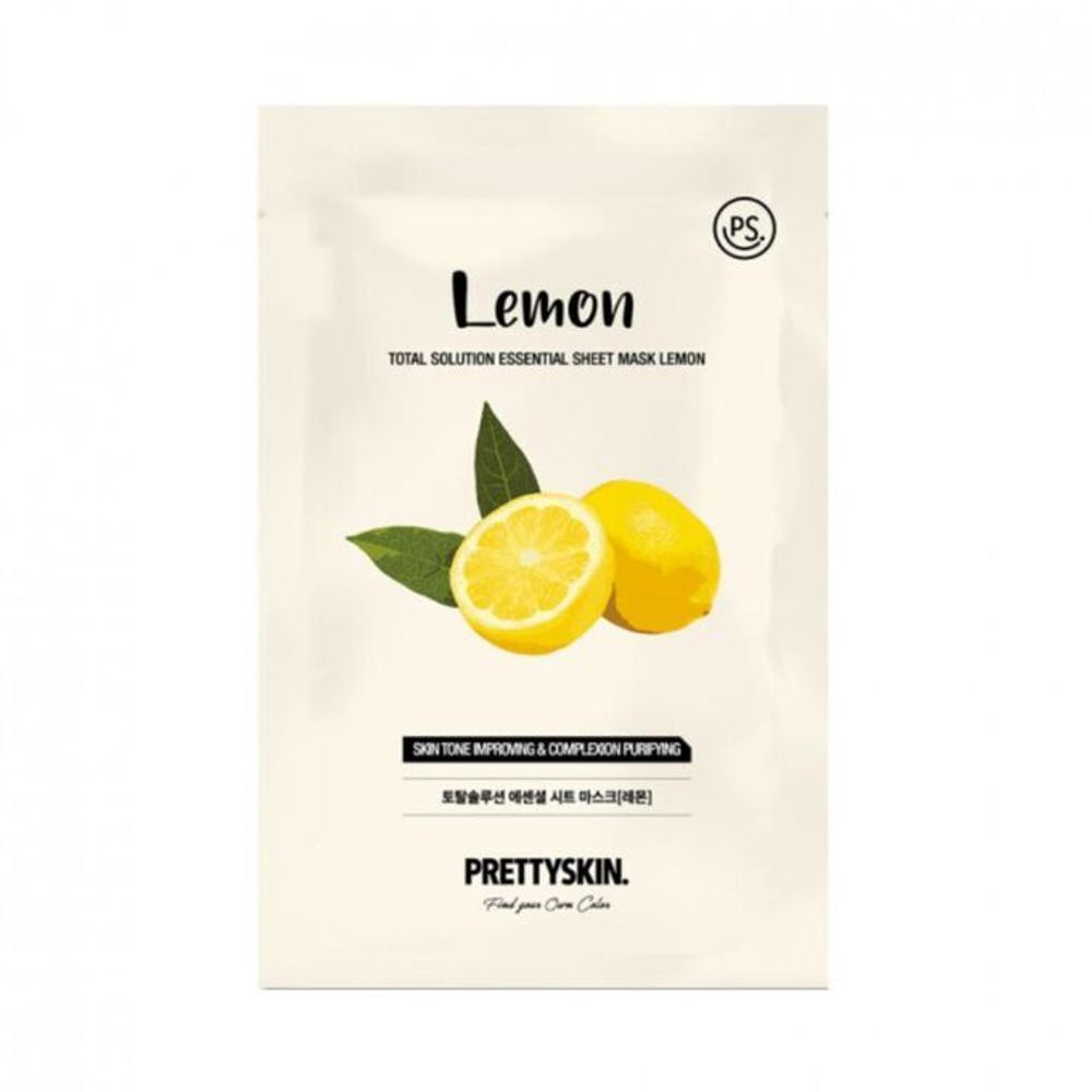 Тканевая маска с экстрактом лимона PRETTYSKIN Total Solution Essential Sheet Mask Lemon