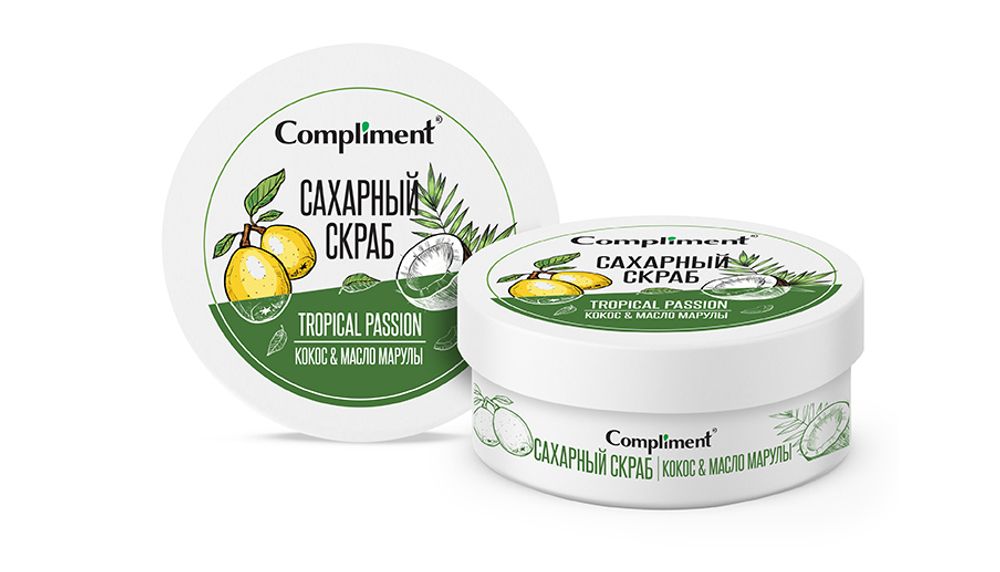 Compliment сахарный скраб для тела КОКОС & МАСЛО МАРУЛЫ
