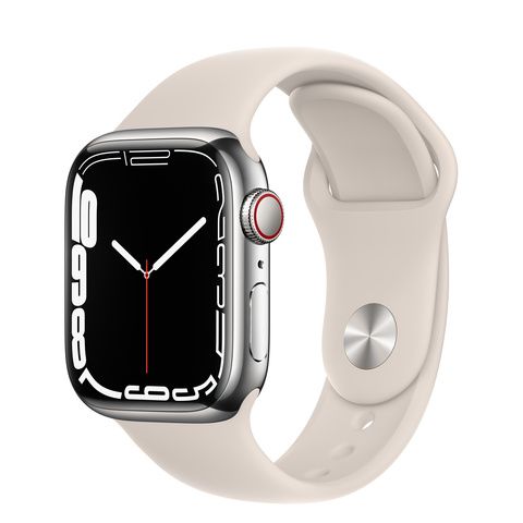 Умные часы Apple Watch Series 7 GPS + Cellular 41mm Silver Stainless Steel Case with Starlight Sport Band (MKHE3)