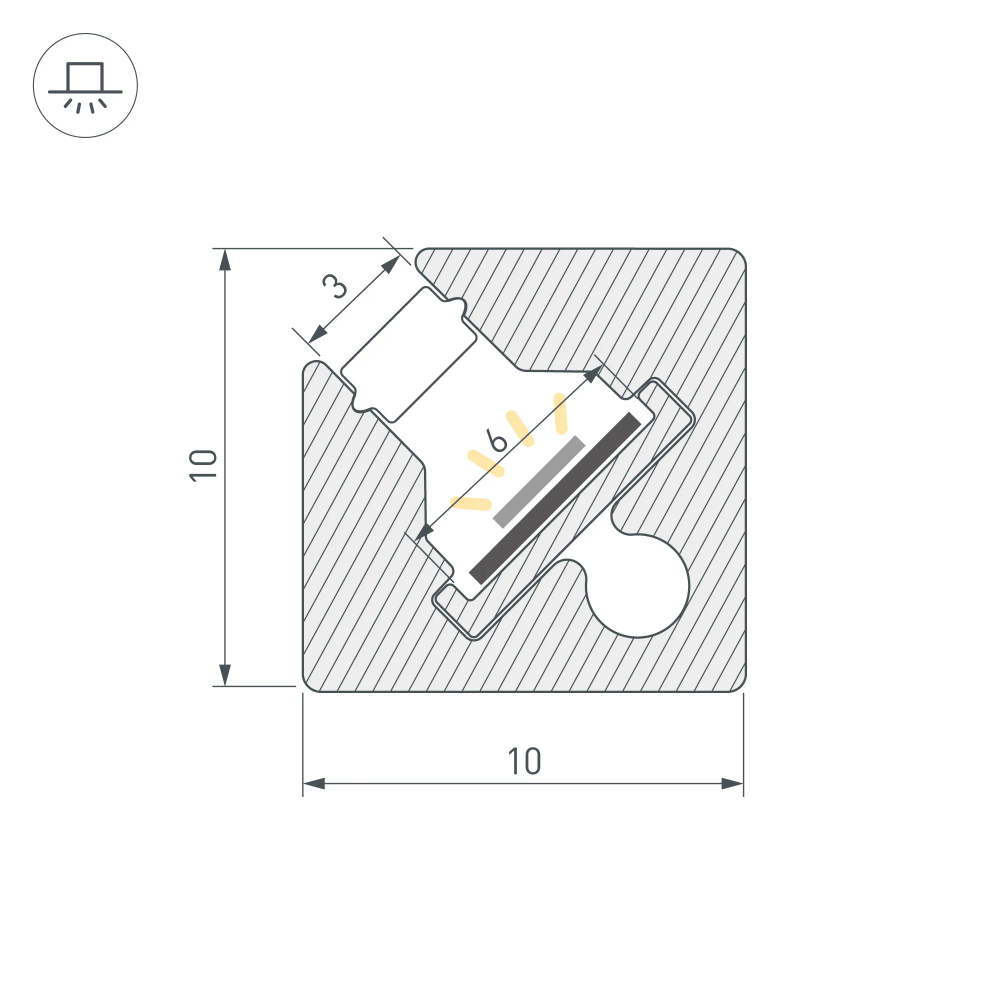 Профиль с экраном SL-KANT-H10-SQUARE-2000 IRON GREY (Arlight, Алюминий+пластик) 055325