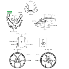 56075-2526. PATTERN,UPP COWL.,RH. Kawasaki