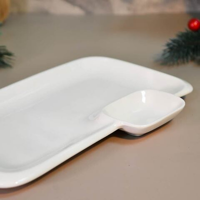 Блюдо сервировочное с соусницей 21*14см "Issi", фарфор