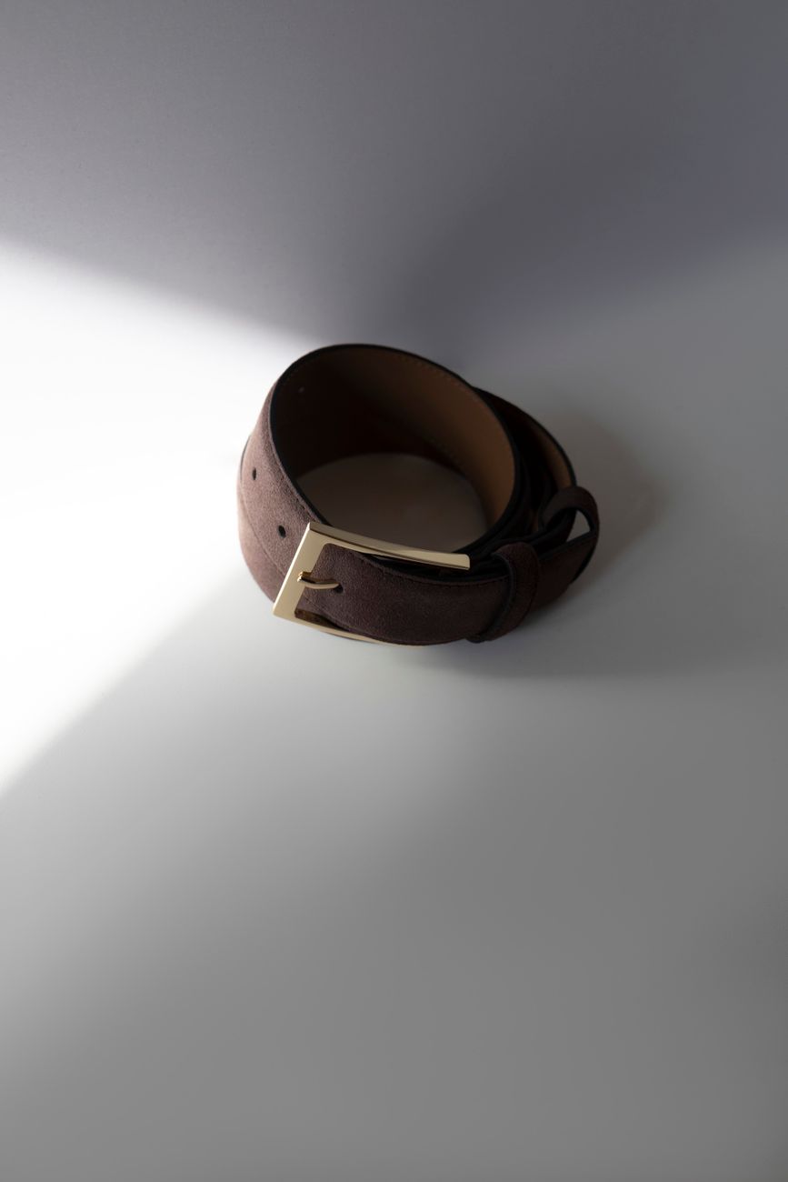 Классический ремень из замши, 35 мм; коричневый