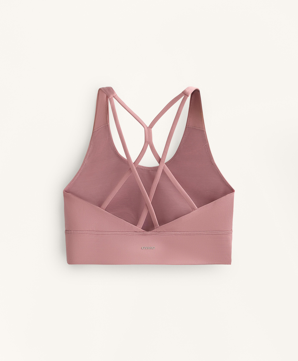 Oysho Спортивный бюстгальтер Comfortlux со средней степенью поддержки, нежно-розовый